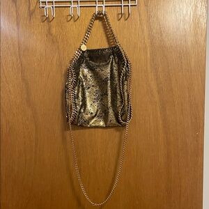 Stella McCartney Metallic Gold Chain-Trim Shoulder Bag